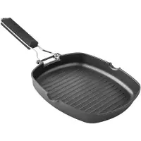 Supreme Gegoten Aluminium Grill Met Inklapbare Xylan Gestreepte Handgreep 28 Cm