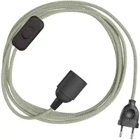 Creative Cables Snakebis Zig-zag E14 Kabelset Met Lamphouder. Zigzag-snoer Van Stof En Stekker Met Twee Pinnen 1.8 M