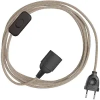 Creative Cables Snakebis Zig-zag E27 Kabelset Met Lamphouder. Zigzag-stofkabel En Stekker Met 2 Pinnen 1.8 M