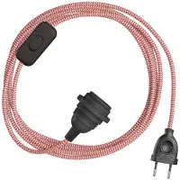 Creative Cables Snakebis Zig-zag E14-lampenkap-bedrading Set Met Lamphouder. Zigzag-stofkabel En 2-polige Stekker 1.8 M