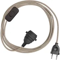 Creative Cables Snakebis Zig-zag E14-lampenkap-bedrading Met Lamphouder. Zigzag-stofkabel En 2-polige Stekker 1.8 M