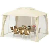 Trend24 Luxe Paviljoen 3x4m - Cape May Beige - Zeer Stevige Staanders - Inclusief Insectennet & Zijwanden