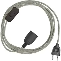 Creative Cables Snakebis Zig-zag E27 Kabelset Met Lamphouder. Zigzag-stoffen Kabel En Stekker Met 2 Pinnen 1.8 M