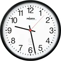 Peweta radiogestuurde wandklok Ø 250 mm, zwart, Arabische cijfers, radiogestuurde klok DCF77, mineraalglas