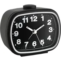 TFA-Dostmann 60.1017 - Wekker - Analoog - Quartz - Alarm - Snooze - Fluorescerende wijzers - Achtergrondverlichting - Zwart - Wit