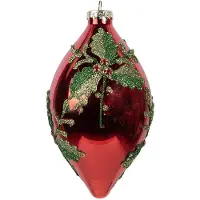 Clayre & Eef Kerstbal Overig Ø 8x15 cm Rood Glas Kerstballen