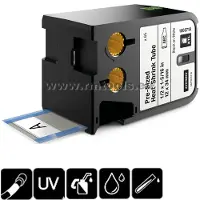 Dymo 1868718 XTL voorgesneden krimpkous tape zwart op wit 12mm (origineel)