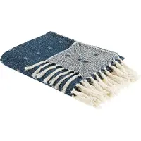 Beliani Plafond, Deken katoen donkerblauw / beige 130 x 170 cm TAARI (130 x 170 cm)