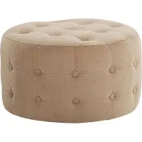 Beliani TAMPA - Poef - Beige - 55 cm - Fluweel
