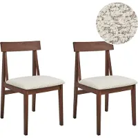 Beliani ISLE - Eetkamerstoel set van 2 - Donkerhout/Beige - Rubberhout
