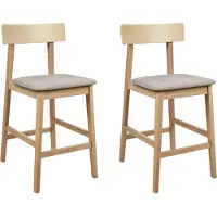 Beliani ISANTI - Barkruk set van 2 - Lichtbruin/Taupe - Rubberhout
