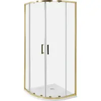 Beliani JUKATAN - Douchecabine - Goud - 80 x 80 x 185 cm - Veiligheidsglas
