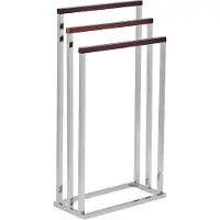 Beliani Handdoekhouders + handdoekhaken, Handdoekenrek zilver / donkerbruin 45 x 84 cm 3 armen CHARRAS