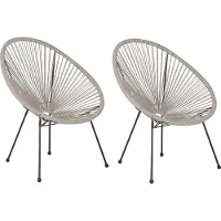 Beliani ACAPULCO II - Tuinstoel set van 2 - Grijs - PE rotan