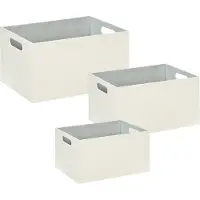 Beliani LARSA - Opbergdozen set van 3 - Beige - Kunstleer