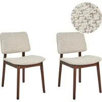 Beliani BLANE - Eetkamerstoel set van 2 - Donkerbruin/Beige - Rubberhout