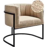 Beliani LARVIK II - Fauteuil - Beige - Bouclé