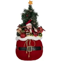 Clayre & Eef Kerstdecoratie met LED-verlichting Kerstboom Ø 30x70 cm Rood Synthetisch