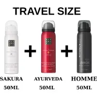 RITUALS Combi Set - Travel Shower Gels Set - Sakura 50 ml - Ayurveda 50 ml - Homme 50 ml - Doucheschuim - Douchegels