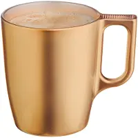 Luminarc Koffiemokken Monaco - 1x stuks - Hard Glas - goud - 250 ml - 9 cm - Flashy metallic finish