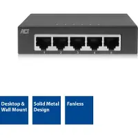 ACT AC4415 Stille 5-Poorts Gigabit Ethernet Switch | Zwart