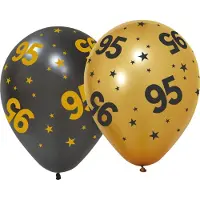 We Fiesta 18 ballonnen 12" 3 met goud / 3 zwart 95 jaar Golden Celebrations - Versiering Slinger Feestdecoratie Decoratie Verjaardag Jubileum Ballon Feest