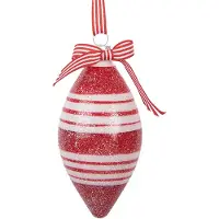 Clayre & Eef Kerstbal Overig Ø 6x12 cm Rood Wit Glas Kerstballen