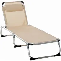 Zenzee Opvouwbaar Ligbed - Zonnebed - Relaxstoel - Tuinstoelen -Strandstoel - Beige