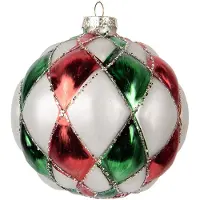 Clayre & Eef Kerstbal Overig Ø 10x10 cm Wit Rood Glas Kerstballen