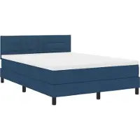 vidaXL Boxspring bed met LED-stripverlichting Blauw 160 x 200 cm Stof