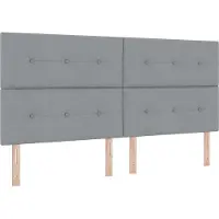 vidaXL LED boxspringbed met hoofdeinde, lichtgrijs, 200 x 200 cm, gestoffeerd
