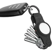 Keysmart Air Vegan Leer AirTag 1 / 2 Sleutelhouder Zwart