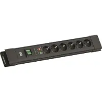 Bachmann CONNECTUS 6xCEE7/3, 1xSPD 1xschakelaar 2,0 m CEE7/7 zwart