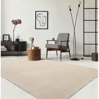 The Carpet RELAX – Extra Zacht & Wasbaar Vloerkleed tot 30°C met Antislip Onderzijde – Fluweelachtige Structuur – Voor Slaapkamer of Woonkamer – Beige, 80 x 300 cm