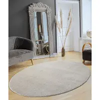 The Carpet RELAX – Extra Zacht & Wasbaar Vloerkleed tot 30°C met Antislip Onderzijde – Fluweelachtige Structuur – Voor Slaapkamer of Woonkamer – Grijs, 140 x 200 cm oval