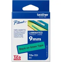 Brother TZe-721 Tape Zwart op groen (9 mm)