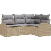 vidaXL Tuinbank Set met kussen 4 pcs Beige en Lichtgrijs poly rattan