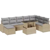 vidaXL Tuinbank Set 9 st Beige Poly rattan