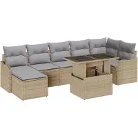 vidaXL Tuinbank Set 8 st Beige [Synthetisch]: Poly Riet
