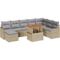 vidaXL Tuinbank Set met opslag 9 pcs Beige Poly rattan