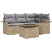 vidaXL Tuinbank Set 5 st Beige poly rattan