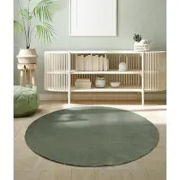 The Carpet RELAX – Extra Zacht & Wasbaar Vloerkleed tot 30°C met Antislip Onderzijde – Fluweelachtige Structuur – Voor Slaapkamer of Woonkamer – Donkergroen, rond 200 cm