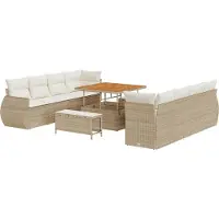 vidaXL Tuinbank Set 11 st Beige poly rattan