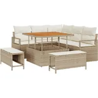 vidaXL Tuinbank Set 8 st 7-Aantal zitplaatsen Beige en Crème