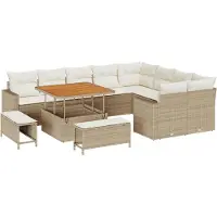 vidaXL Tuinbank Set 13 st 12-Aantal zitplaatsen Beige en Crème