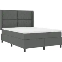 vidaXL LED boxspringbed met hoofdeinde, donkergrijs, 140 x 200 cm, gestoffeerd