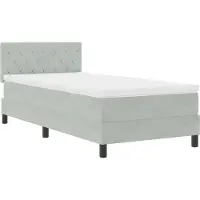 vidaXL LED Box Spring Bed Lichtgrijs 90 x 200 cm Fluweel