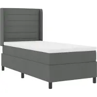 vidaXL LED boxspringbed met matras, donkergrijs, 100 x 200 cm, gestoffeerd