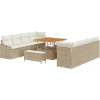 vidaXL Tuinbank Set 11 st 10-Aantal zitplaatsen Beige en Crème