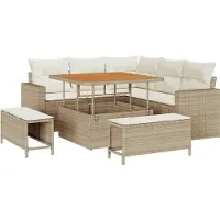 vidaXL Tuinbank Set 8 pcs Beige poly rattan